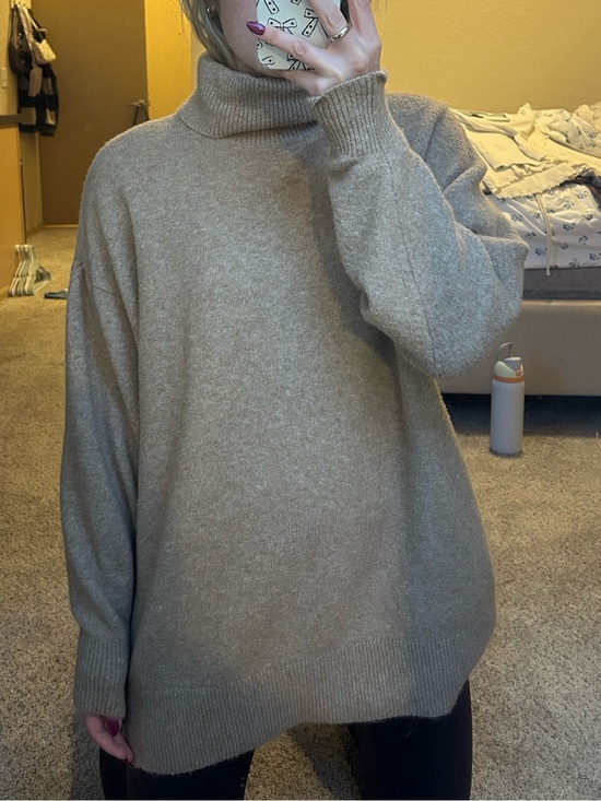 H&M Sweaters - H&M Beige Oversized Turtleneck Sweater